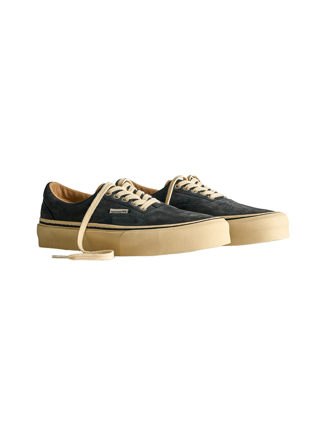 Black Distressed Leather Canvas Low-Top Sneakers - Skipkicks