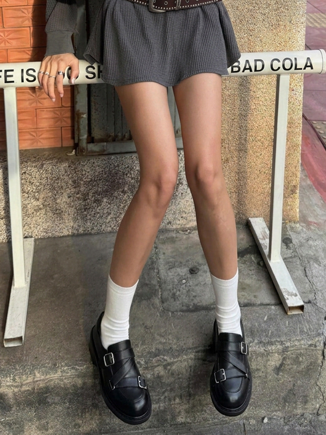 Black Double-Buckle Block-Heel Loafers - Skipkicks