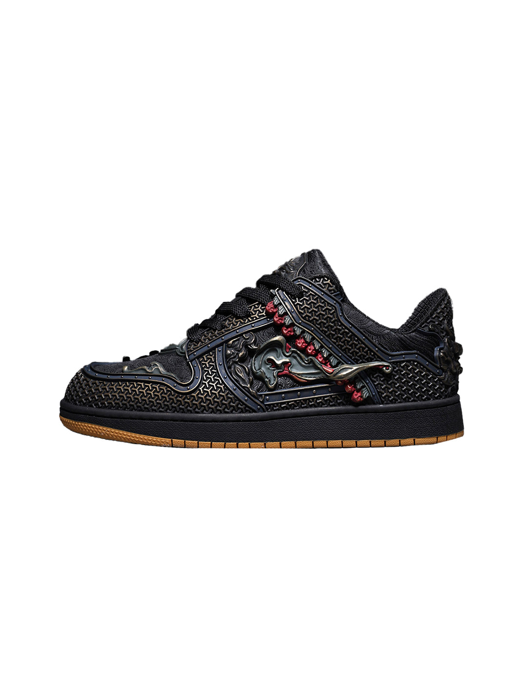 Black Dragon Embroidered Low-Top Sneakers - Skipkicks