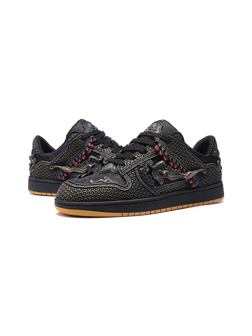 Black Dragon Embroidered Low-Top Sneakers - Skipkicks