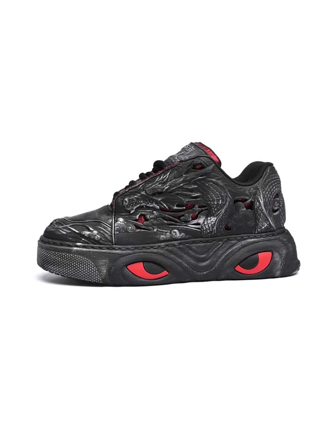 Black Dragon Relief Chunky Platform Sneakers - Skipkicks