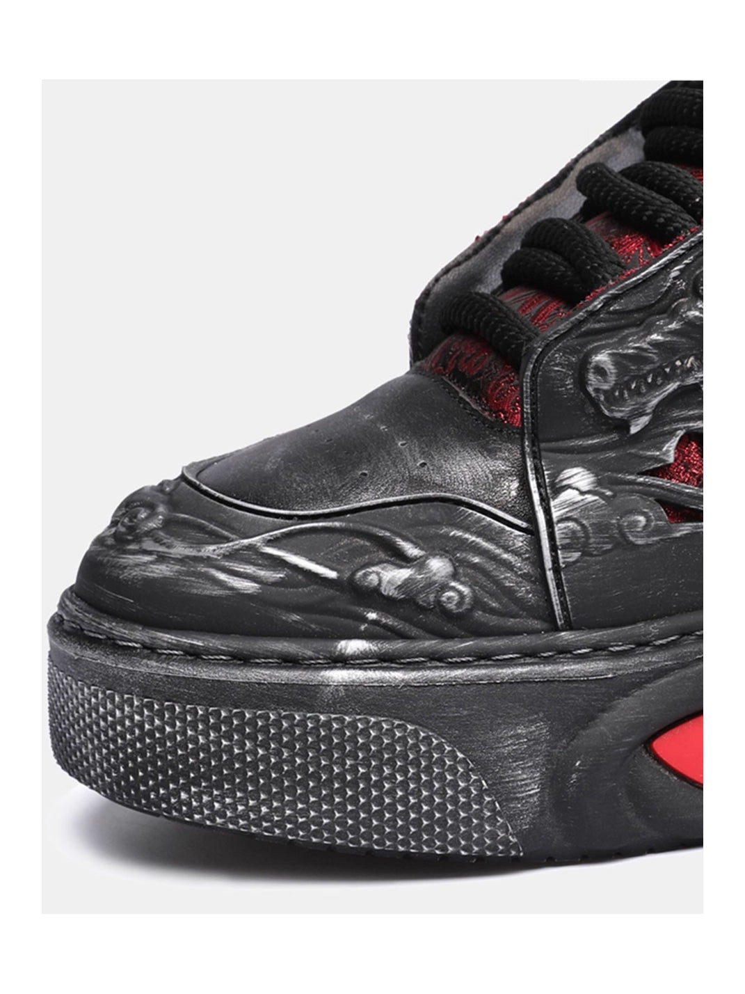 Black Dragon Relief Chunky Platform Sneakers - Skipkicks