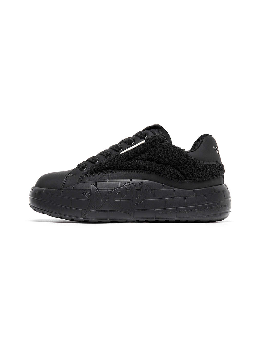 Black Fleece-Panel Platform Sneakers - Skipkicks