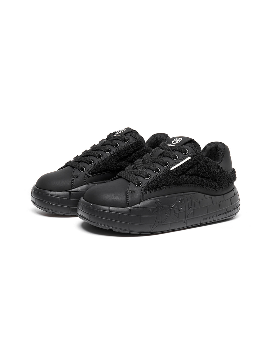 Black Fleece-Panel Platform Sneakers - Skipkicks