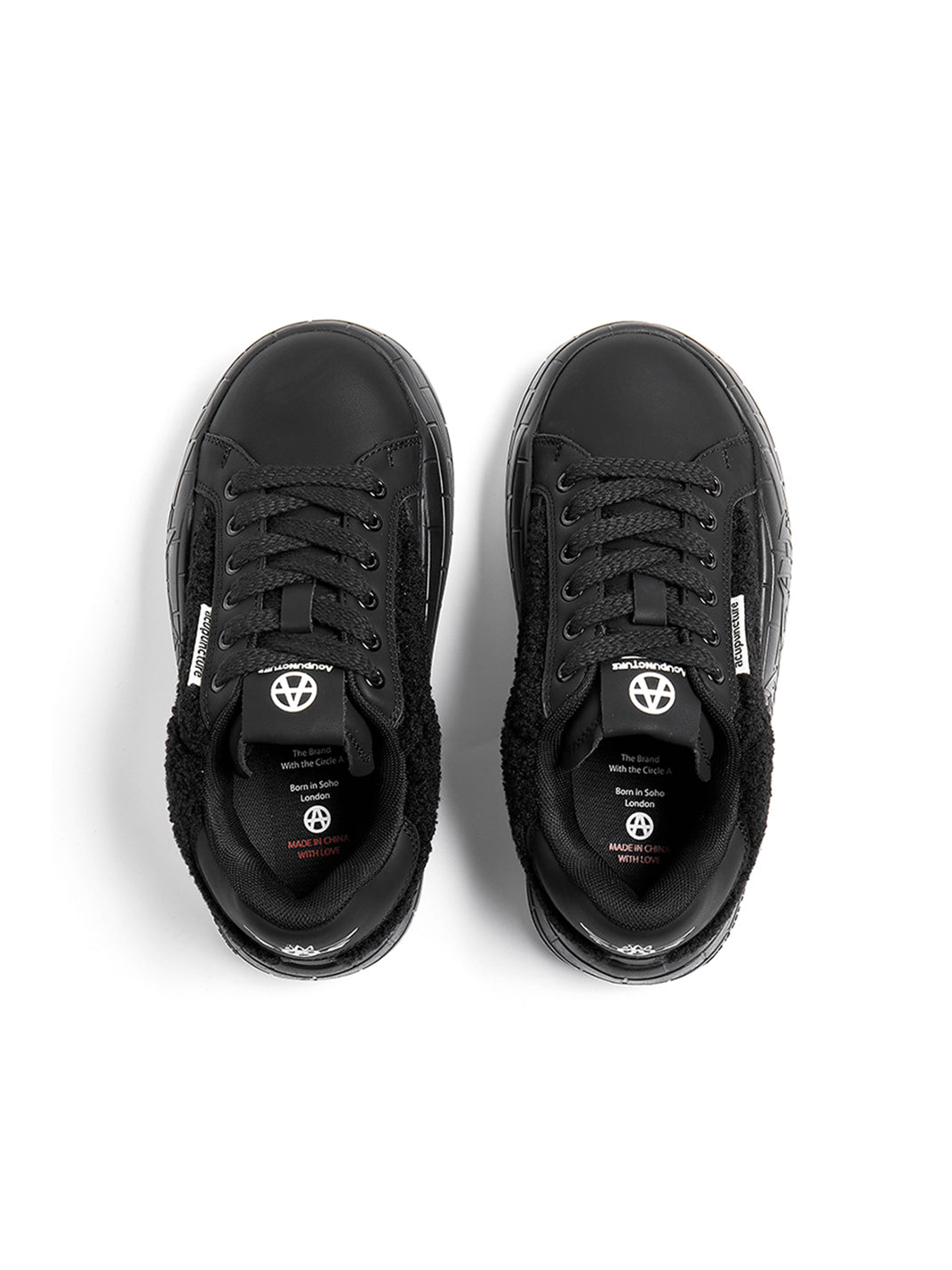 Black Fleece-Panel Platform Sneakers - Skipkicks