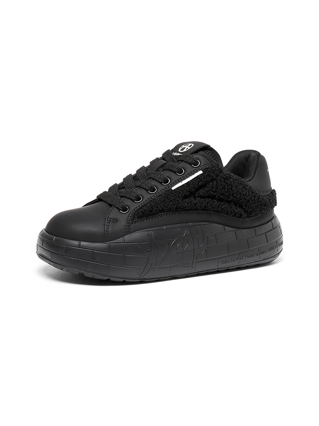 Black Fleece-Panel Platform Sneakers - Skipkicks