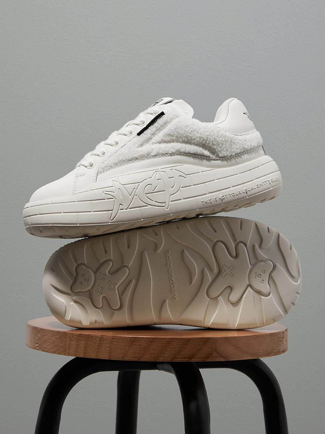 Black Fleece-Panel Platform Sneakers - Skipkicks