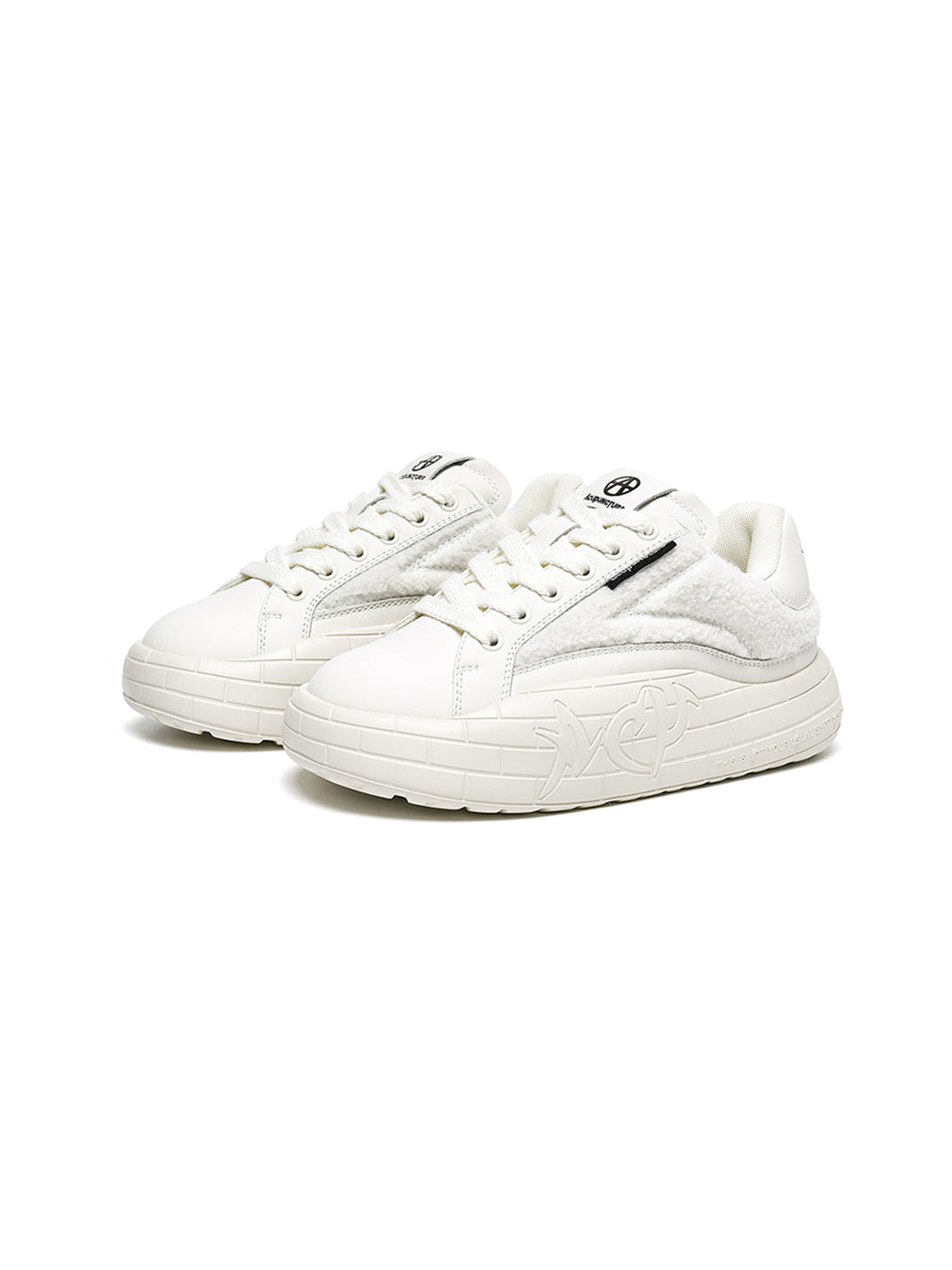 Black Fleece-Panel Platform Sneakers - Skipkicks