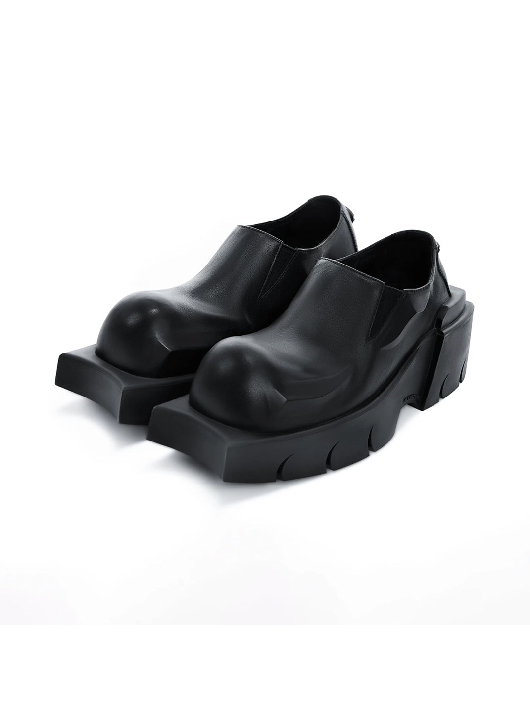 Black Horn-Detail Leather Platform Derby Shoes - Skipkicks
