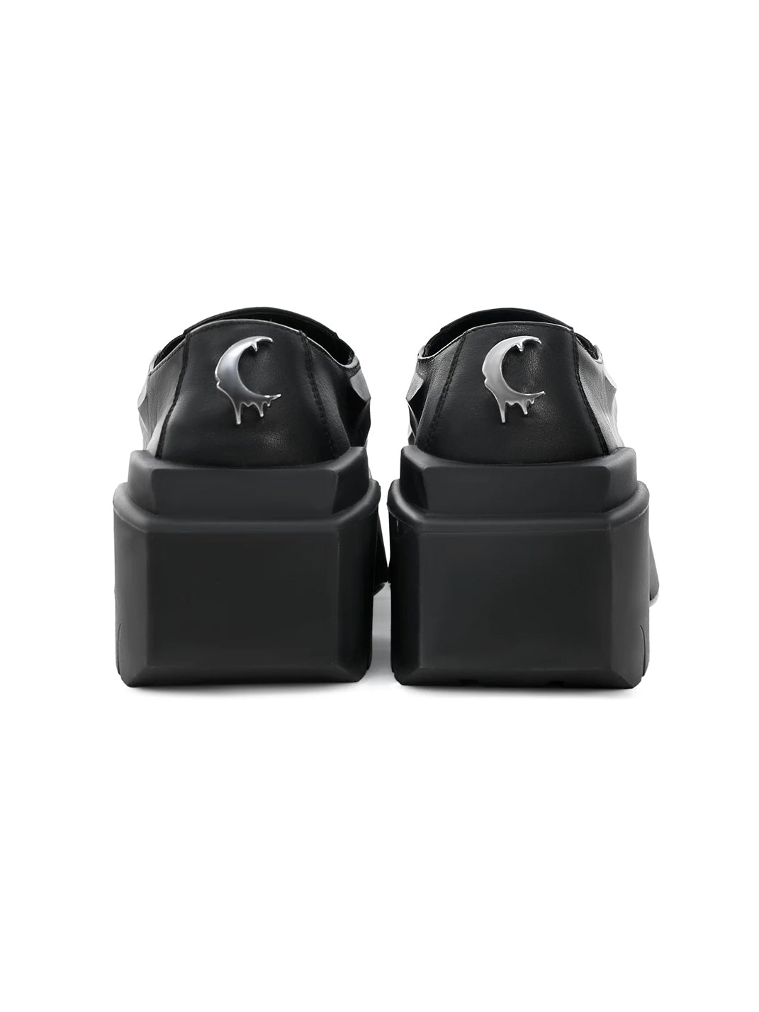Black Horn-Detail Leather Platform Derby Shoes - Skipkicks
