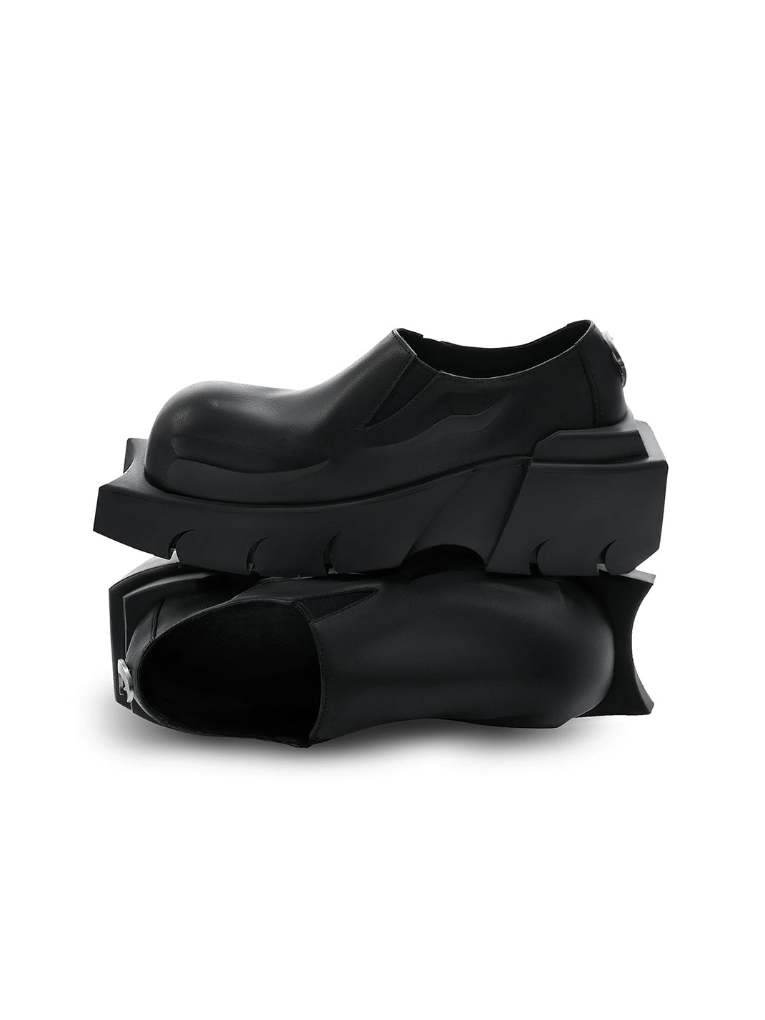 Black Horn-Detail Leather Platform Derby Shoes - Skipkicks