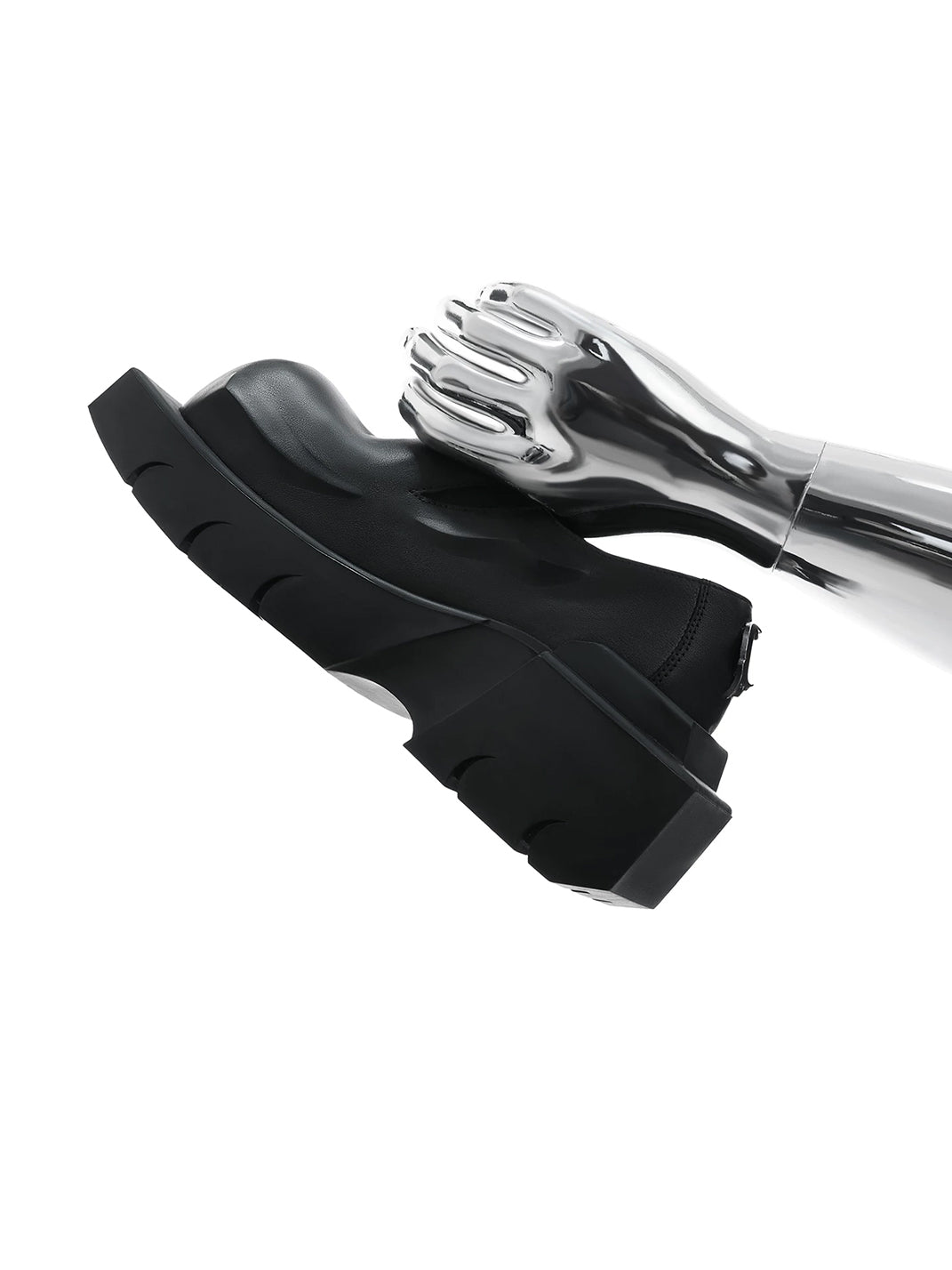 Black Horn-Detail Leather Platform Derby Shoes - Skipkicks