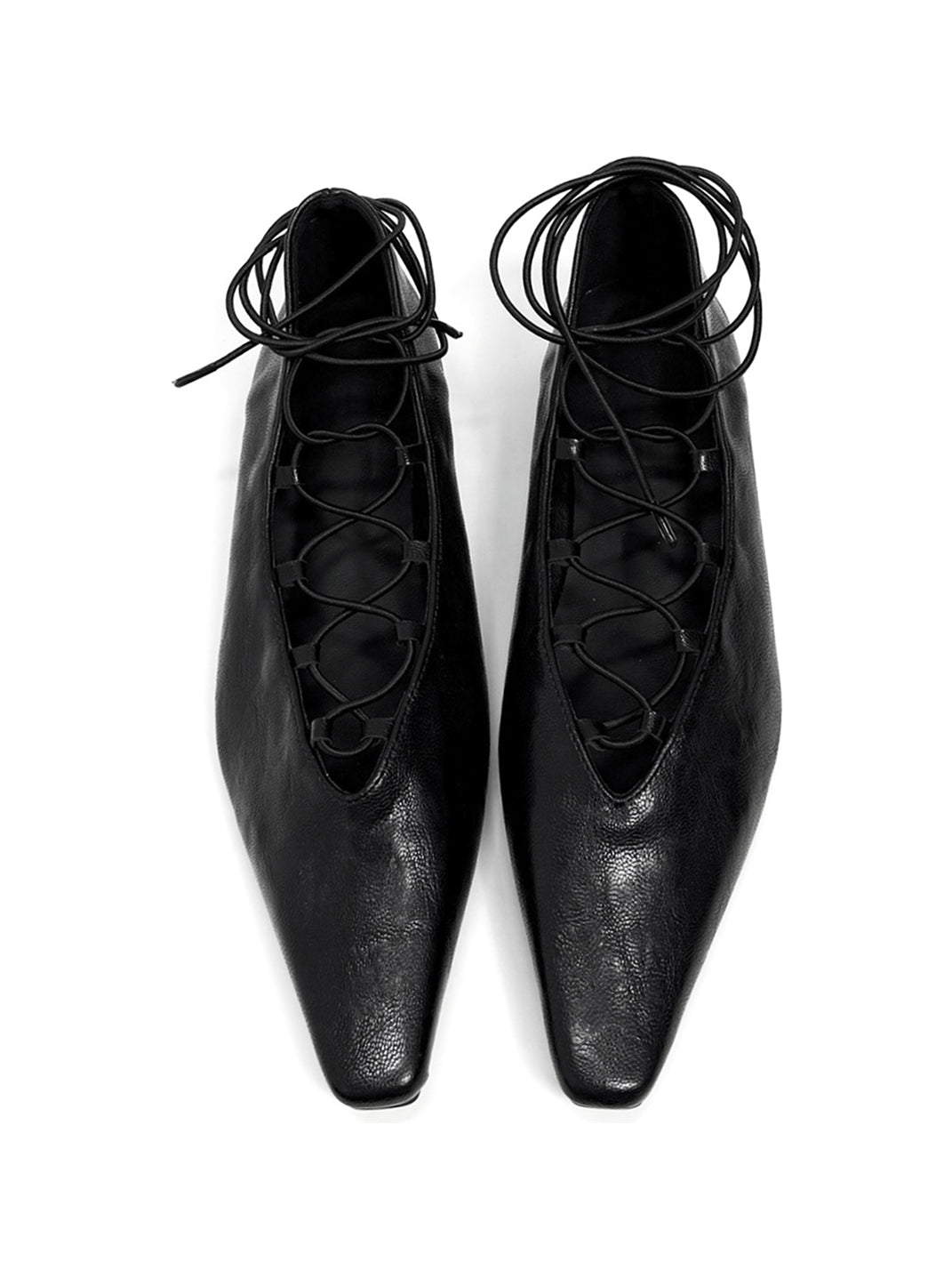 Black Lace-Up Mary Jane Ballet Flats - Skipkicks