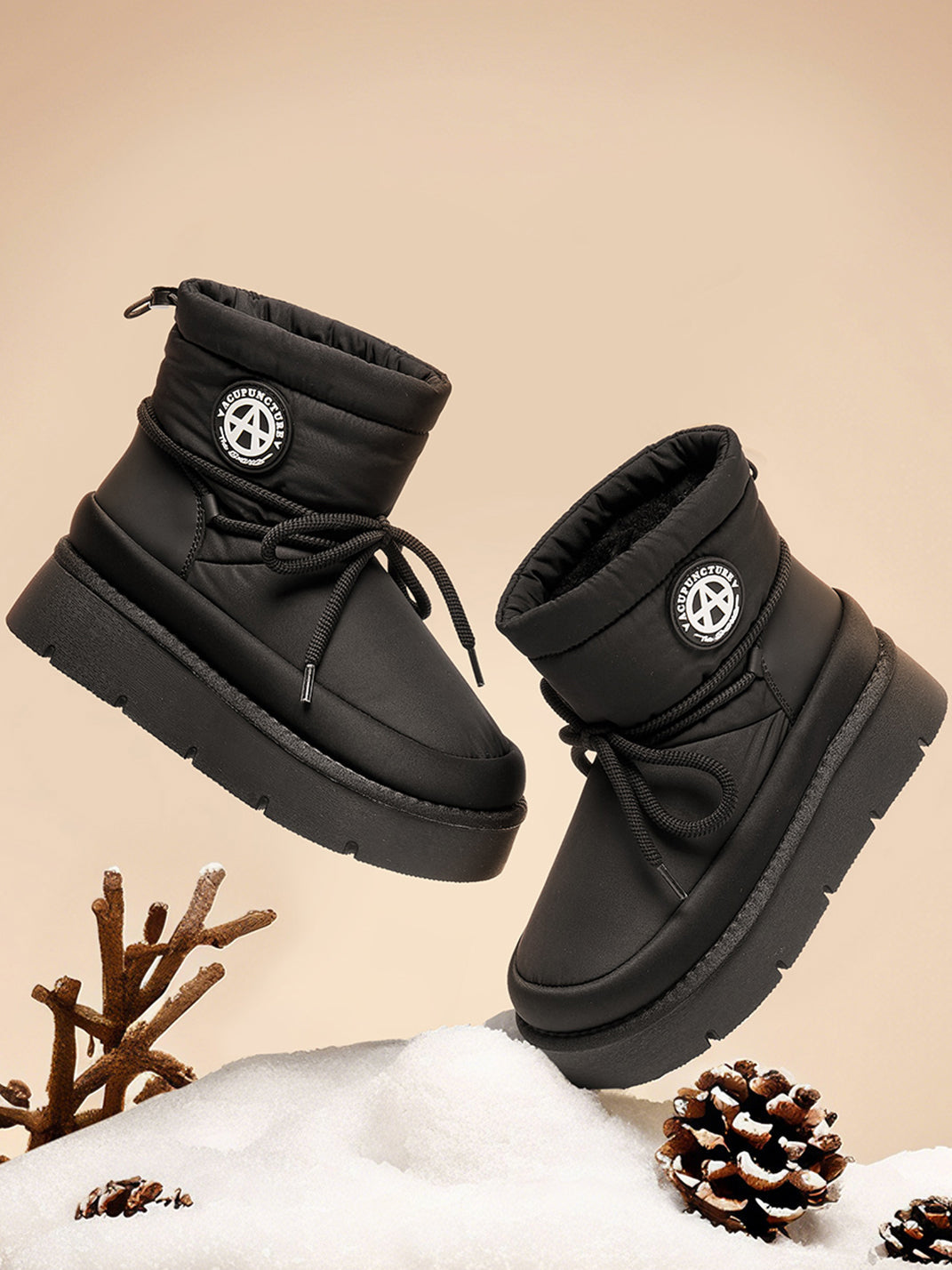 Black Padded Platform Ski Boots - Skipkicks