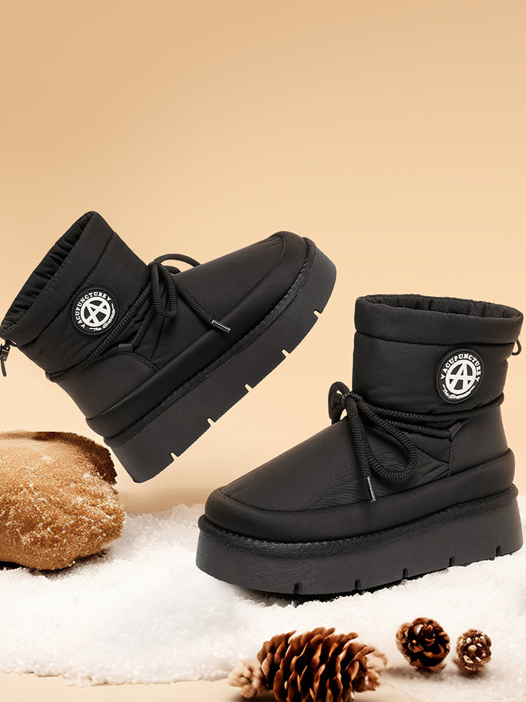 Black Padded Platform Ski Boots - Skipkicks