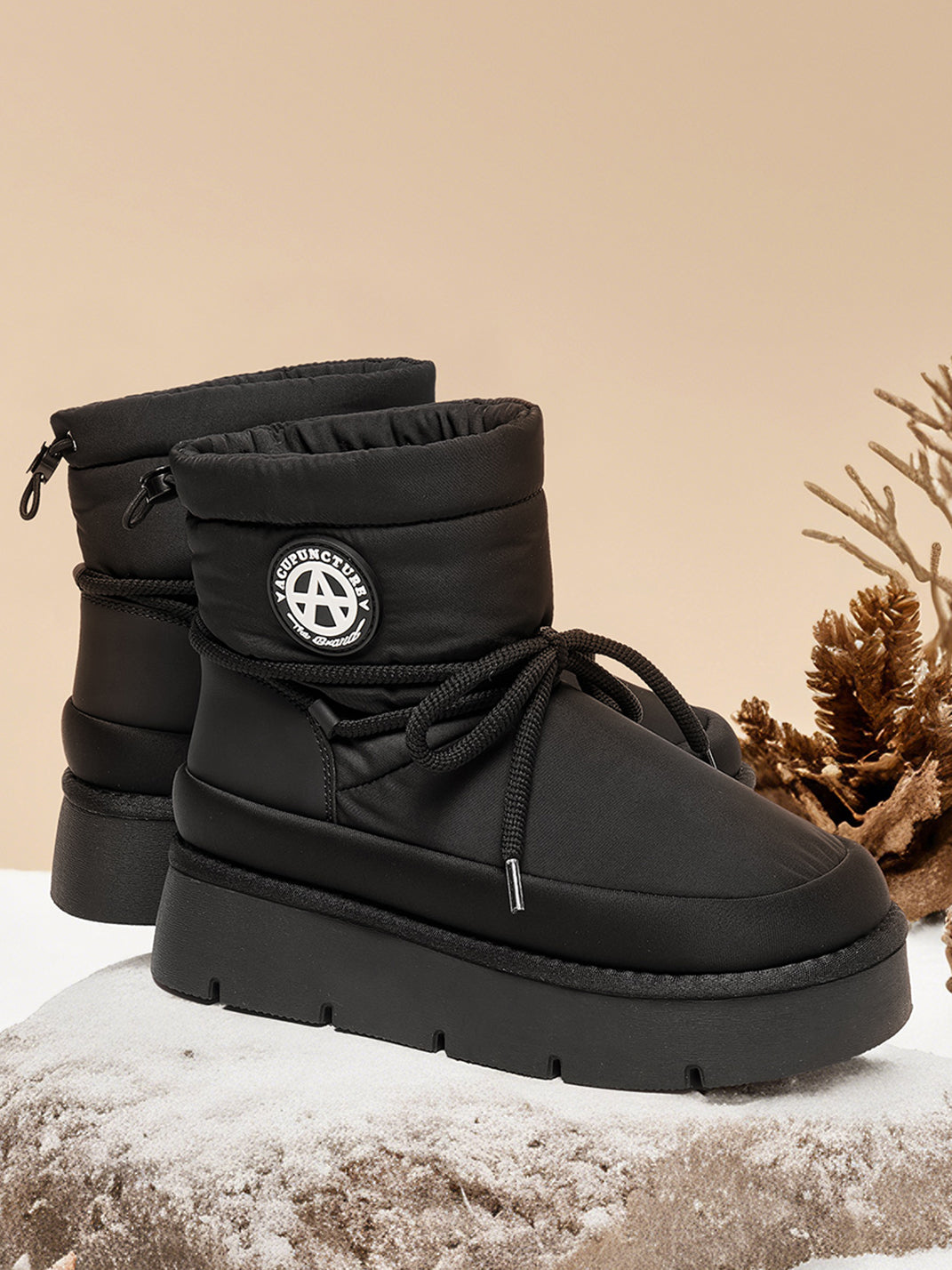 Black Padded Platform Ski Boots - Skipkicks