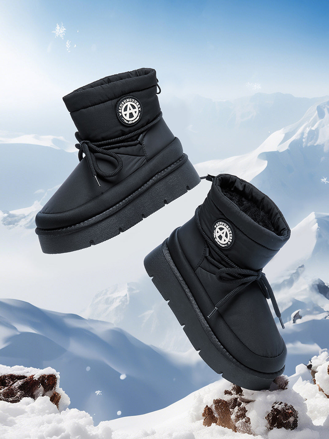 Black Padded Platform Ski Boots - Skipkicks