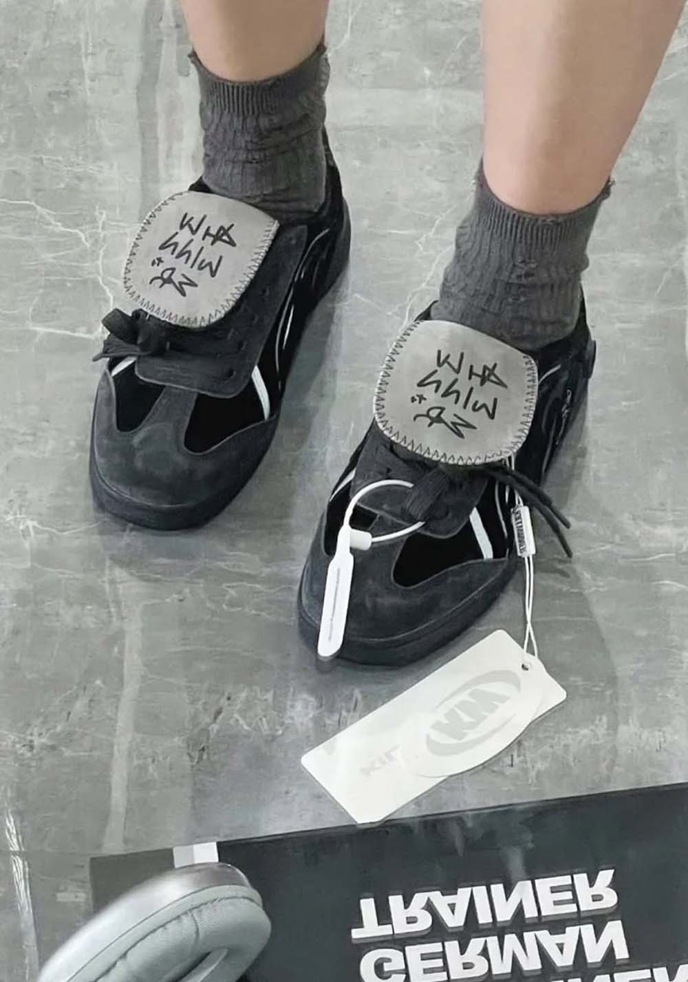 Black Reflective Retro Trainer Sneakers