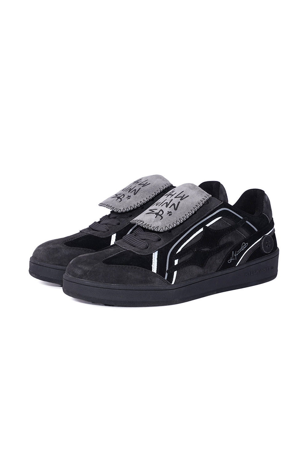 Black Reflective Retro Trainer Sneakers