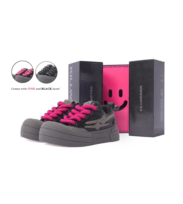Black Samurai Smile Platform Sneakers