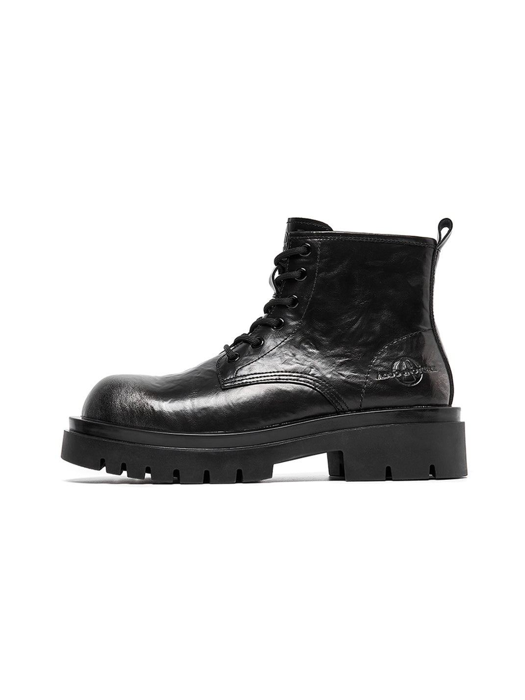 Black Side-Zip Lace-Up Combat Boots - Skipkicks