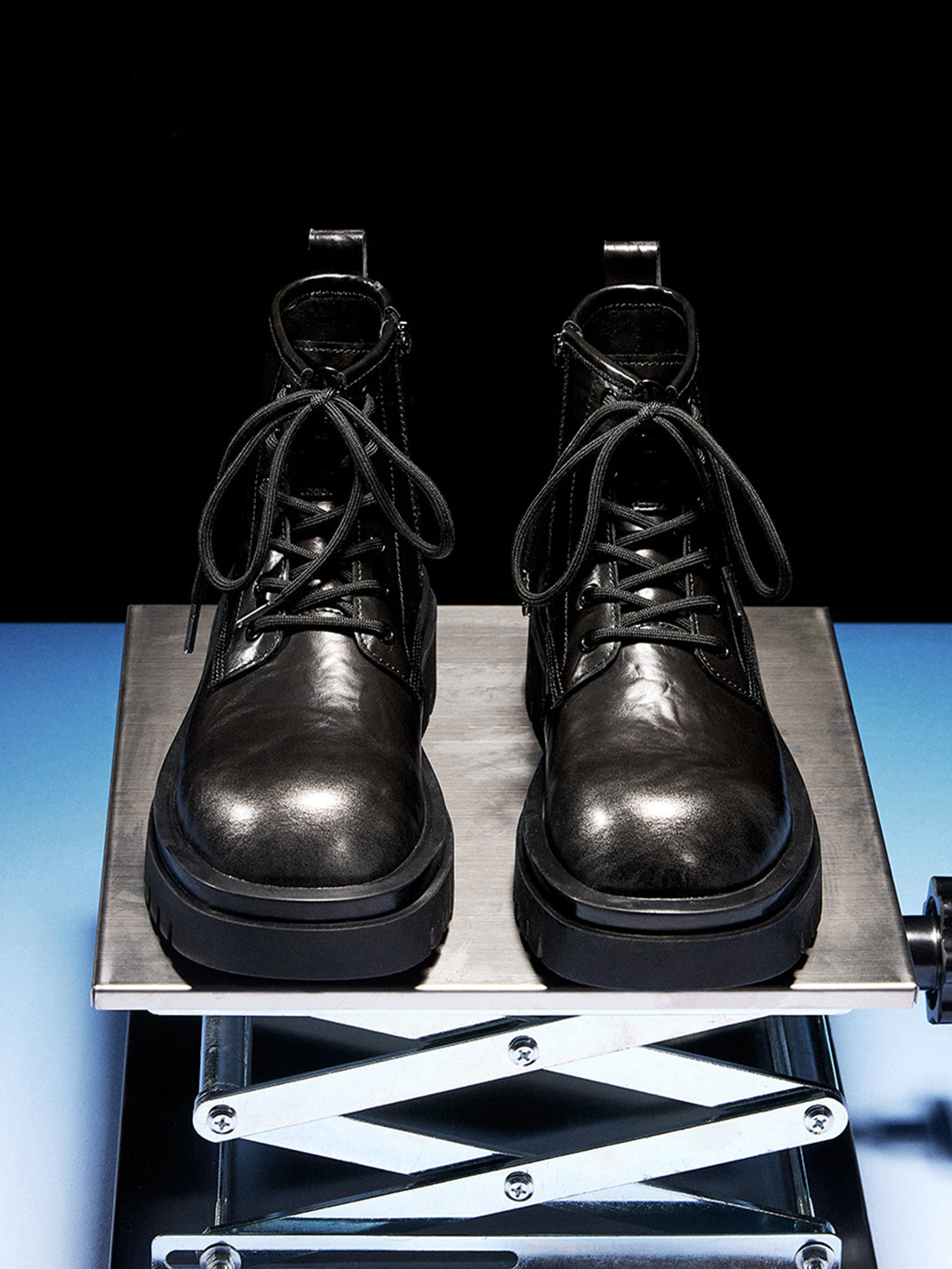 Black Side-Zip Lace-Up Combat Boots - Skipkicks