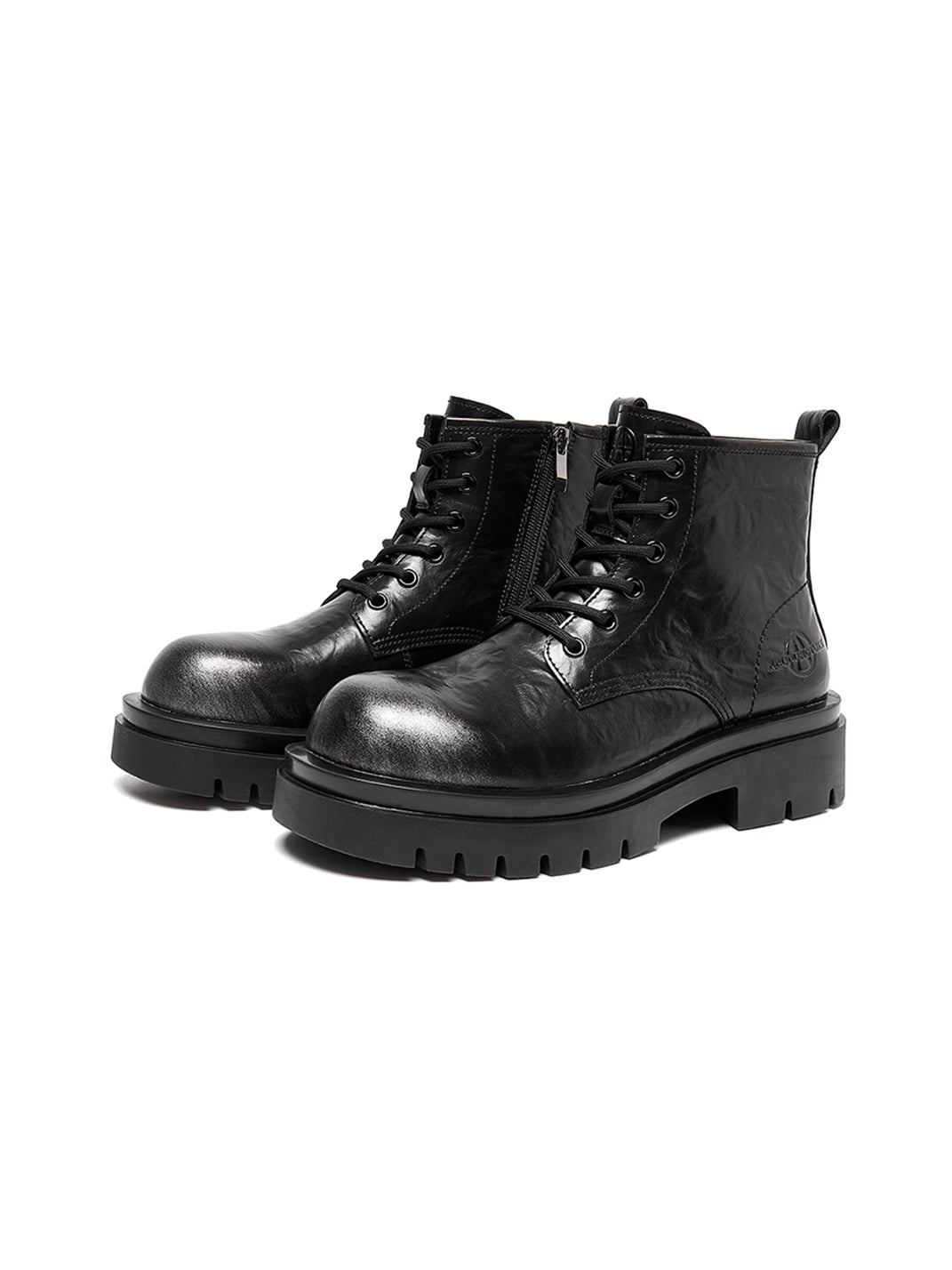 Black Side-Zip Lace-Up Combat Boots - Skipkicks