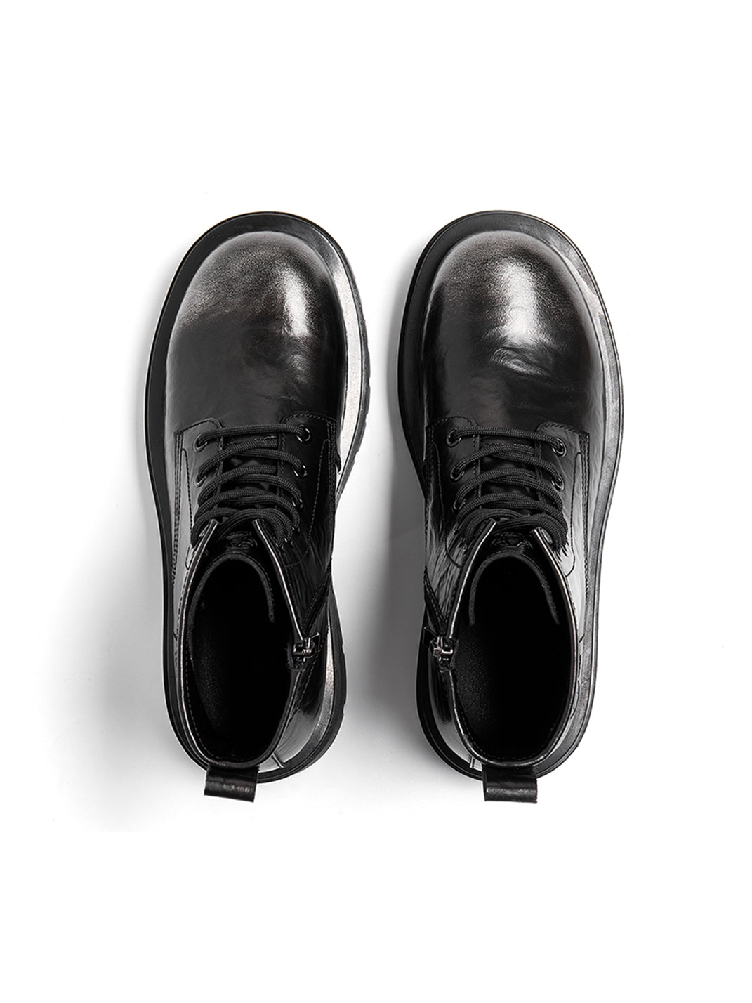 Black Side-Zip Lace-Up Combat Boots - Skipkicks