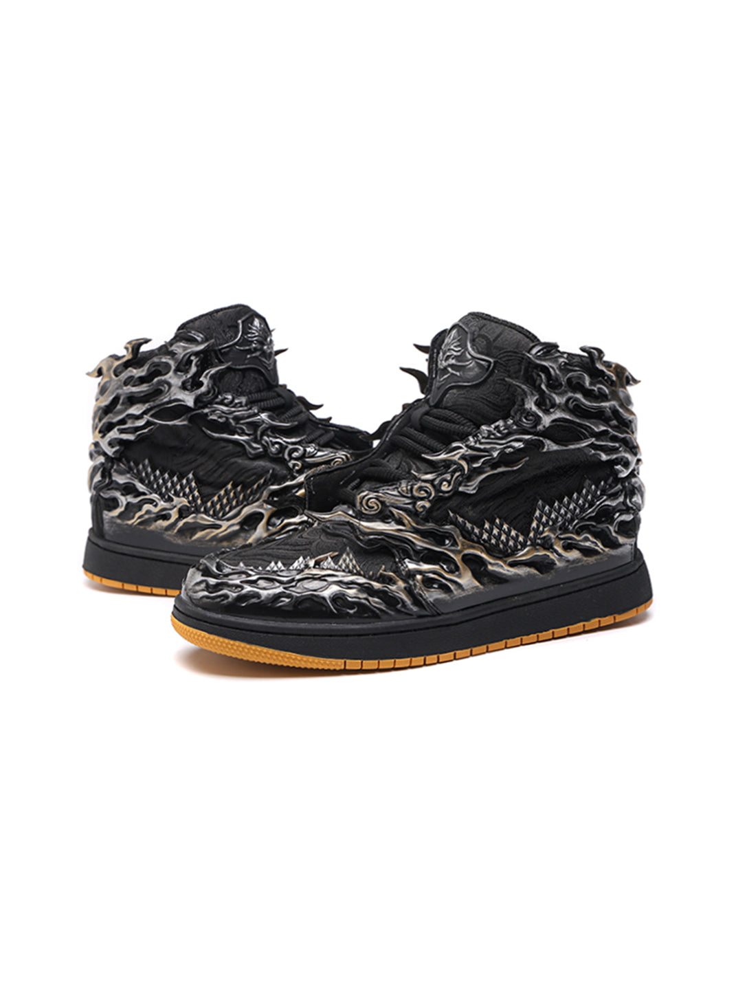 Black Silver Wukong Cloud Relief High-Top Sneakers - Skipkicks