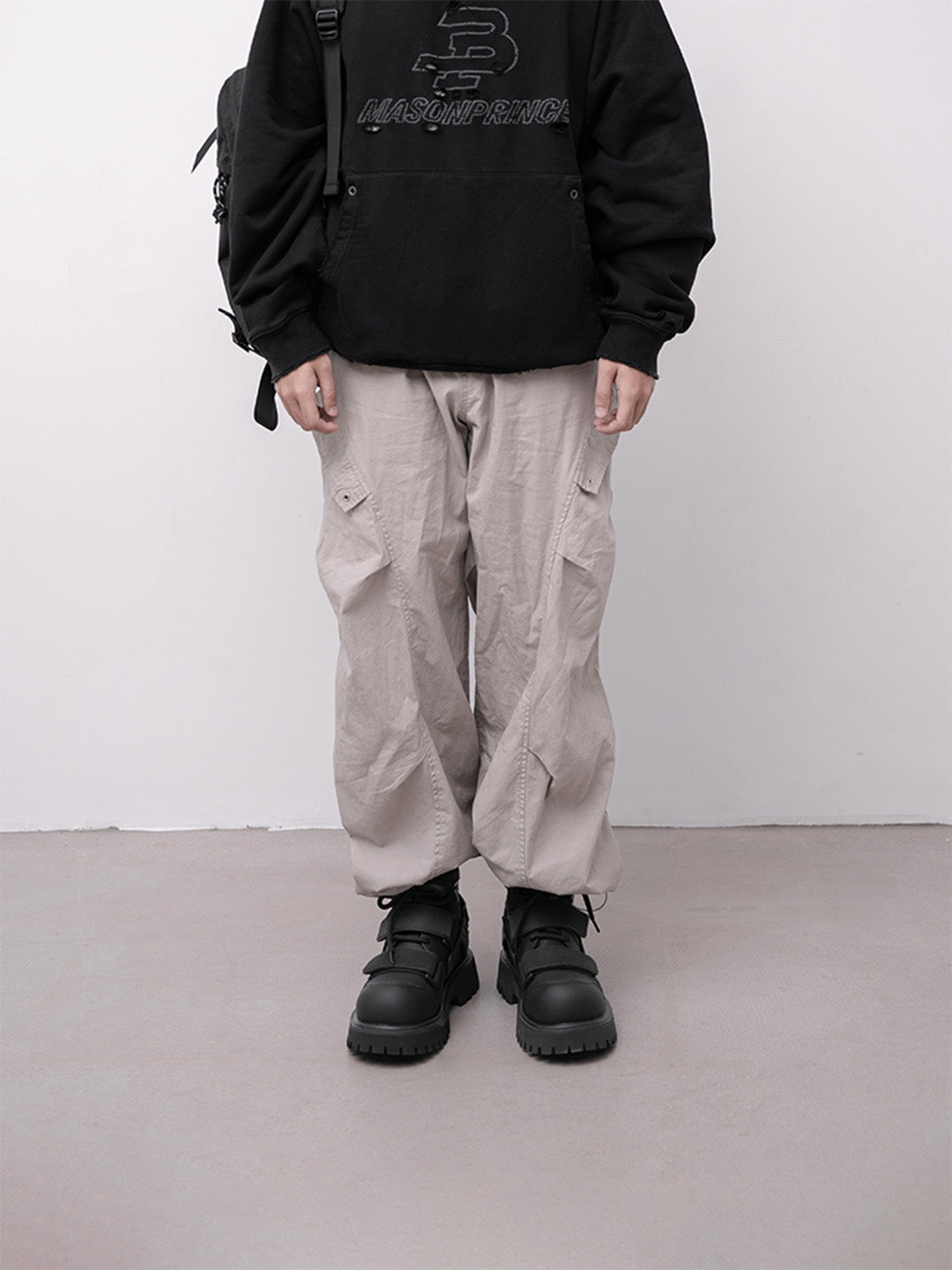 Black Velcro-Strap Lug-Sole Moto Boots - Skipkicks