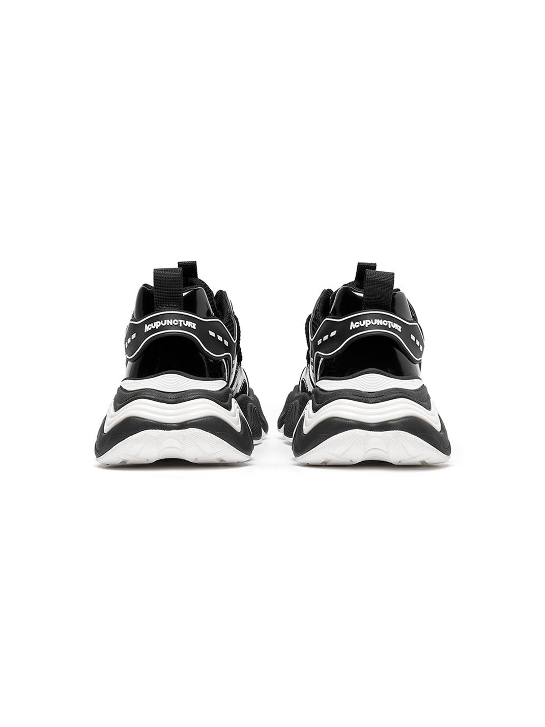 Black Wave-Sole Chunky Dad Sneakers - Skipkicks