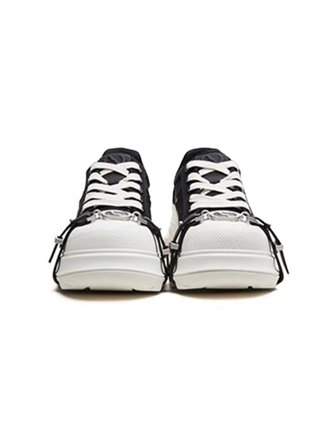 Black White Buckle Platform Canvas Sneakers - Skipkicks