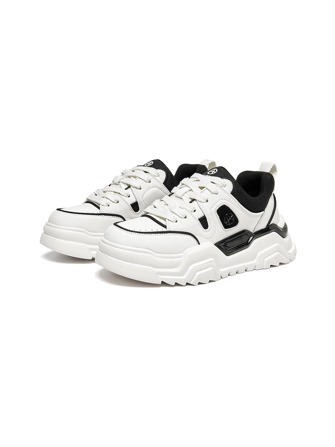 Black White Cutout Platform Sneakers - Skipkicks