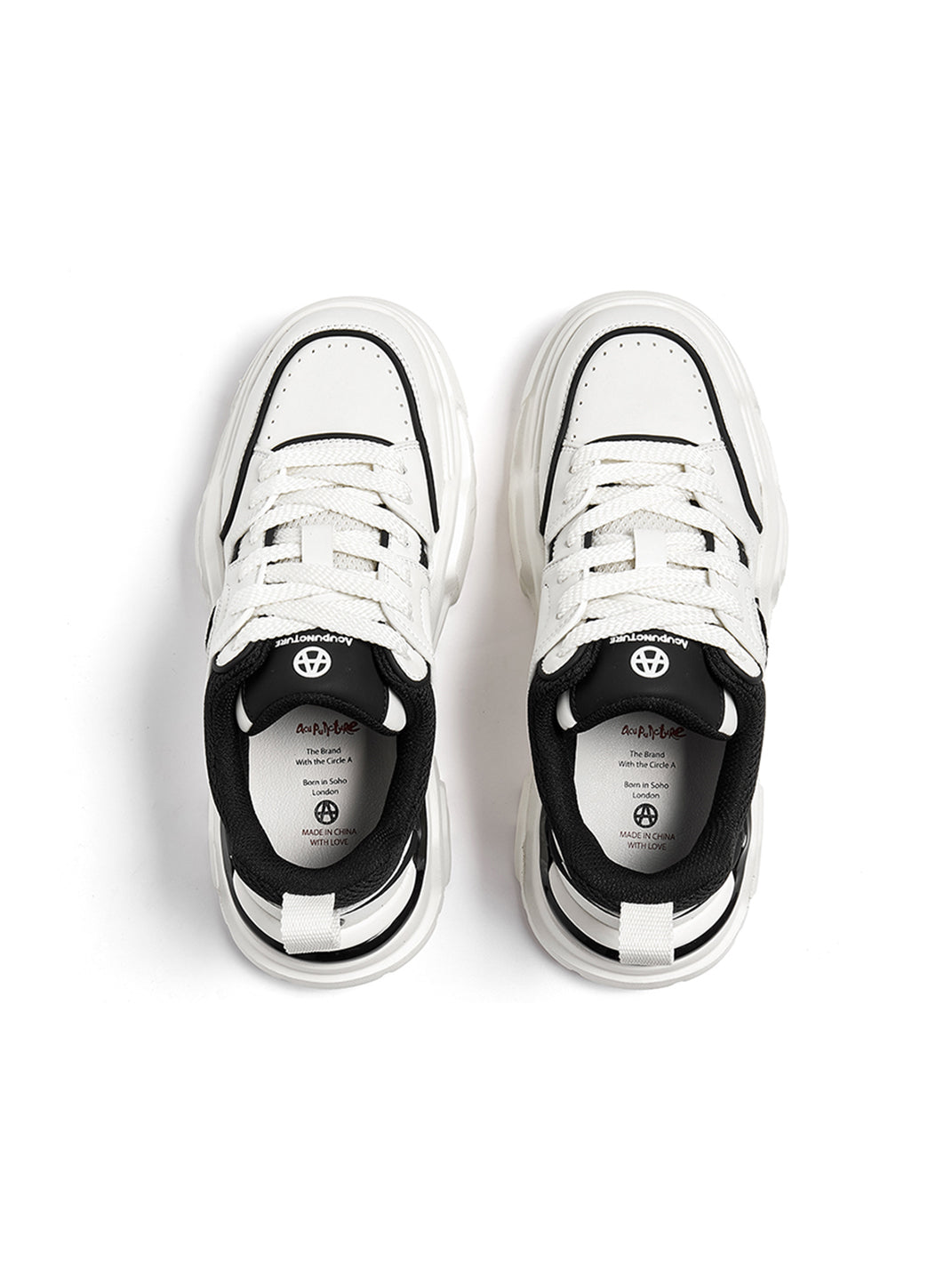 Black White Cutout Platform Sneakers - Skipkicks