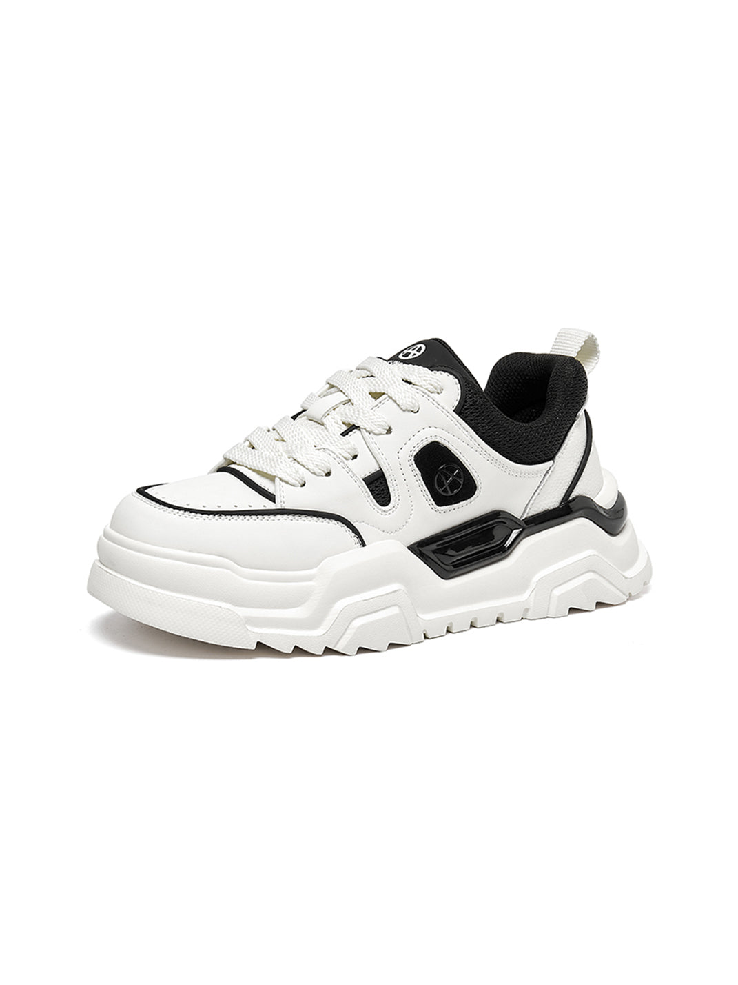 Black White Cutout Platform Sneakers - Skipkicks