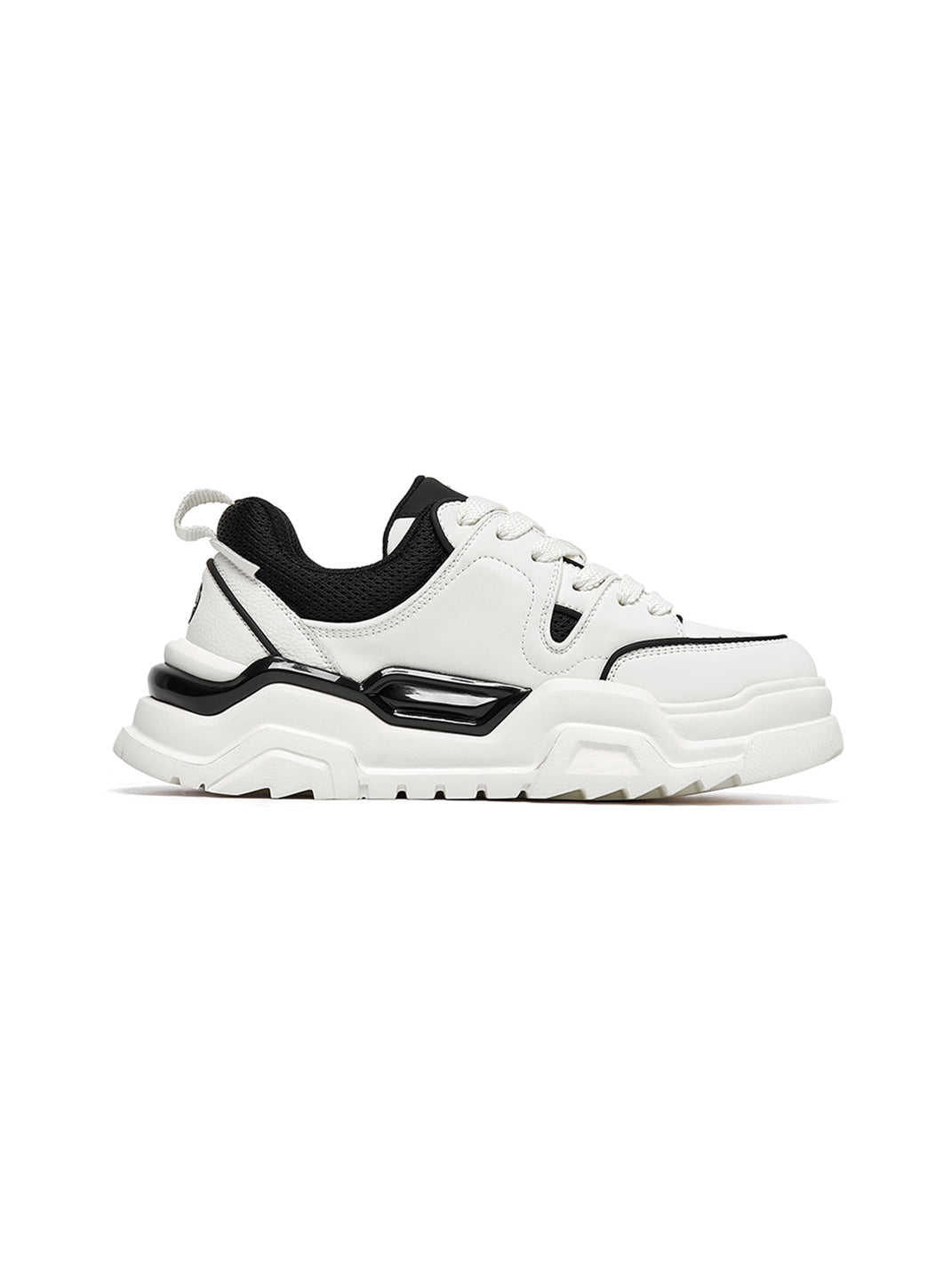 Black White Cutout Platform Sneakers - Skipkicks