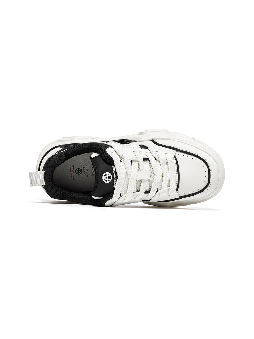 Black White Cutout Platform Sneakers - Skipkicks