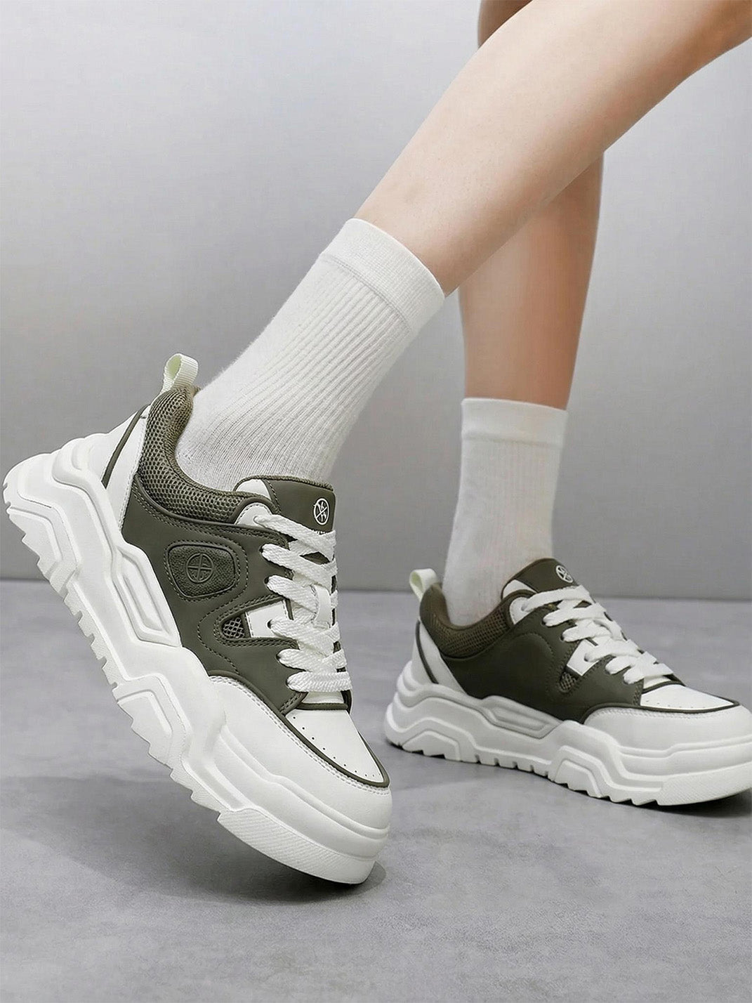 Black White Cutout Platform Sneakers - Skipkicks