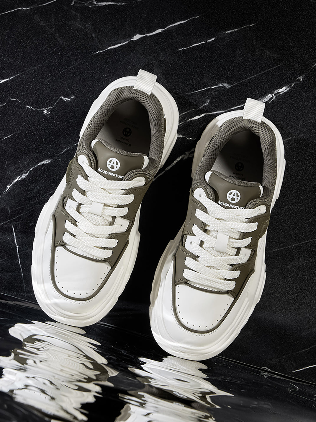Black White Cutout Platform Sneakers - Skipkicks