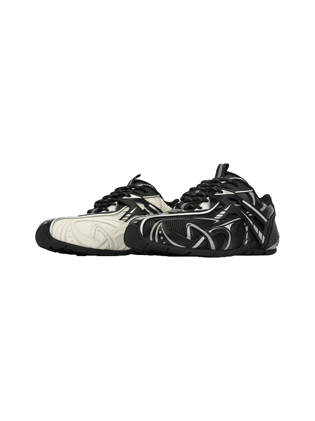 Black Yin-Yang Tech Runner Sneakers