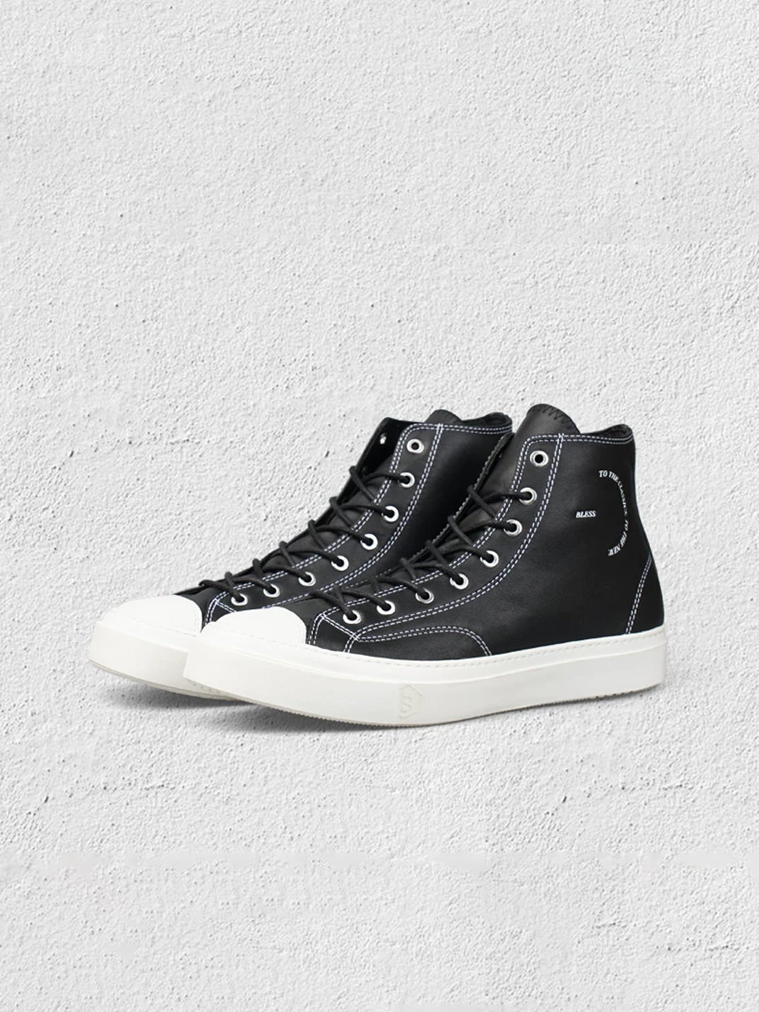 Black Contrast-Stitch Platform High-Top Sneakers - Skipkicks