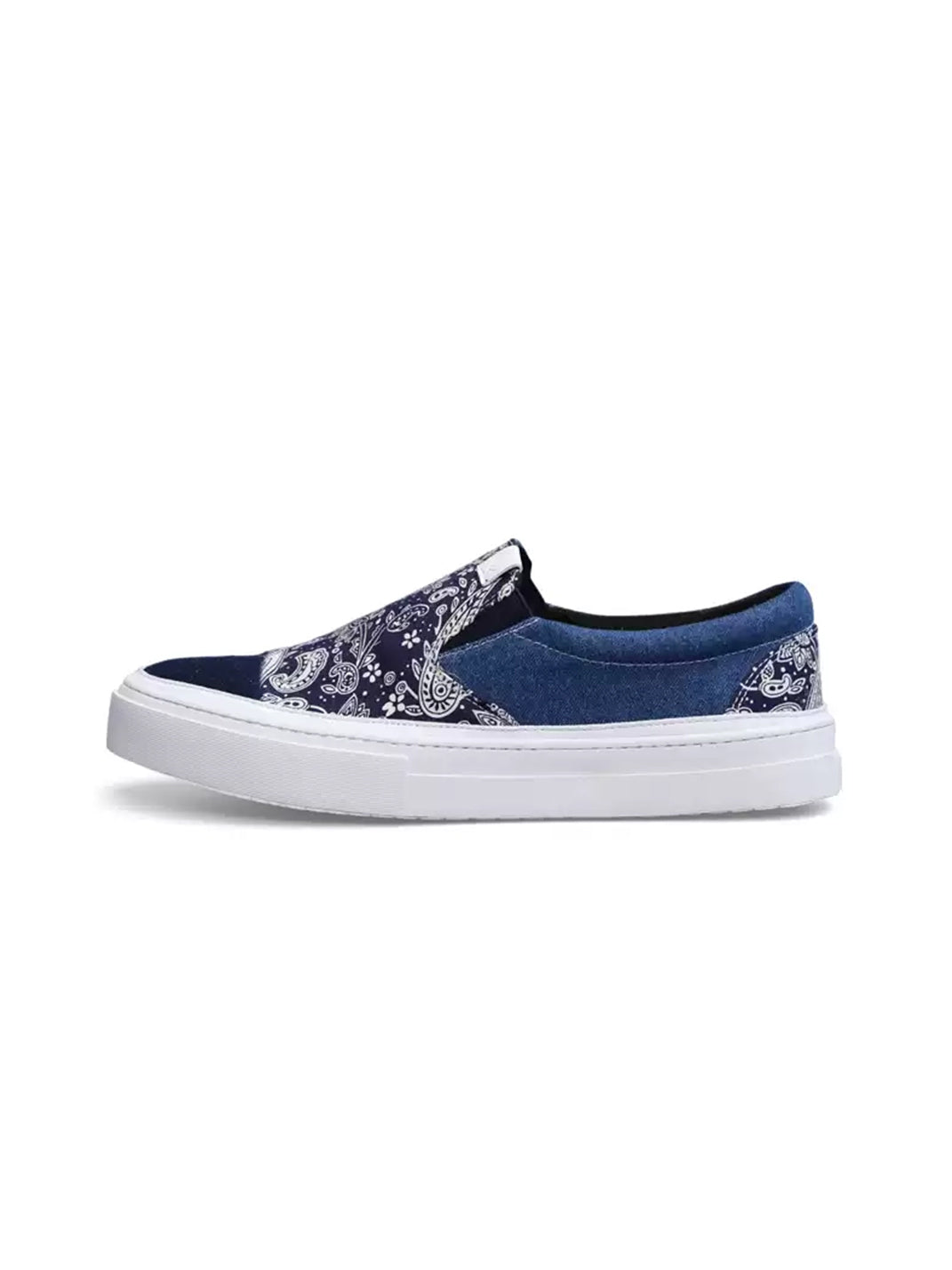 Blue Paisley Patchwork Slip-On Sneakers - Skipkicks