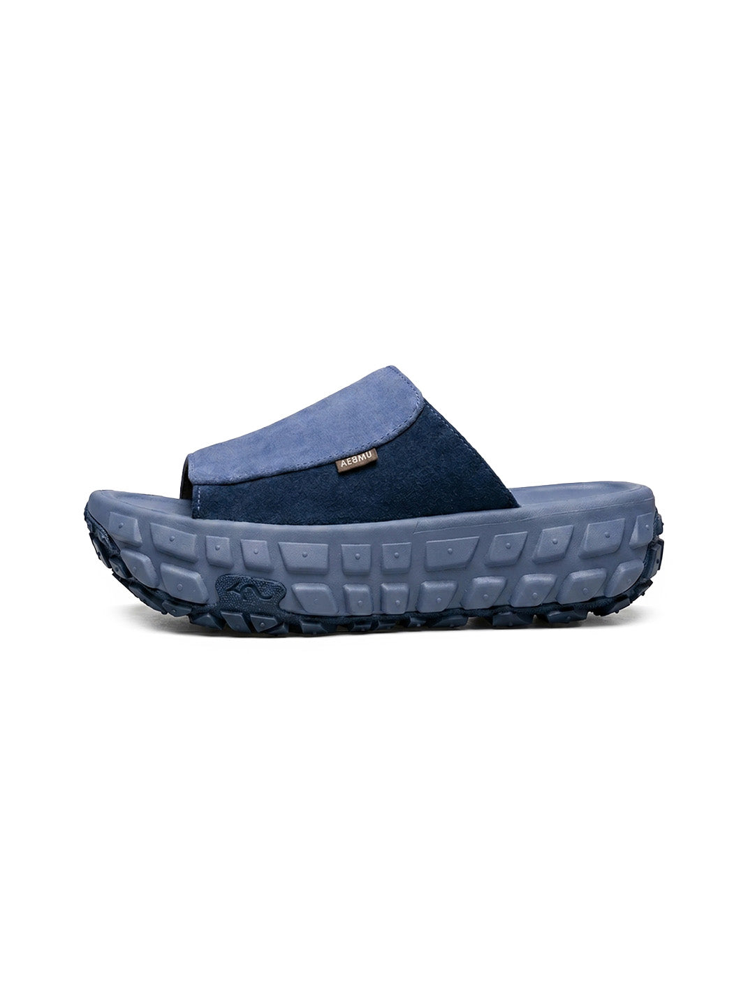 Blue Suede Tire-Sole Platform Mule Slides - Skipkicks