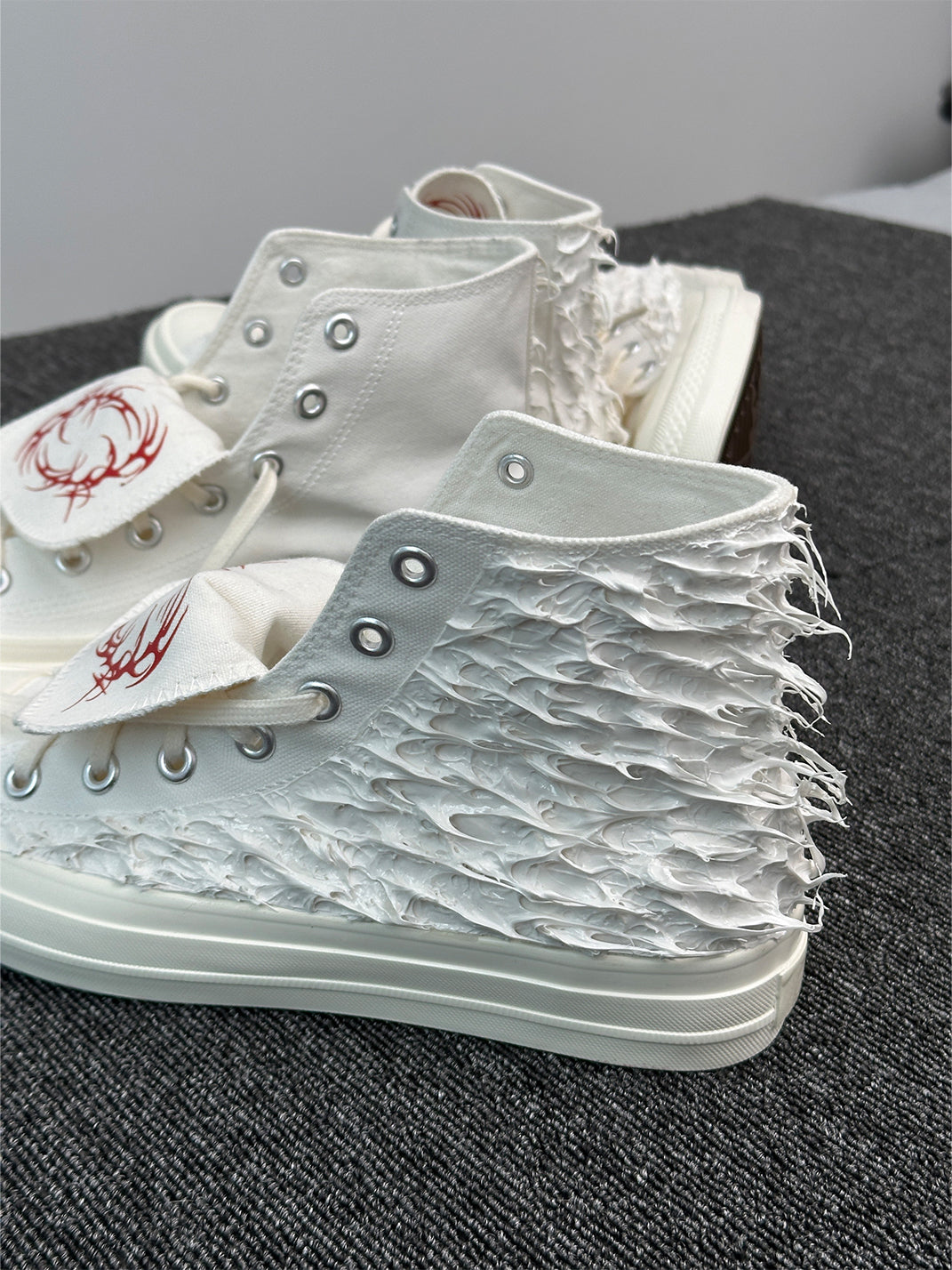 Silicone-Relief Platform High-Top Sneakers - Skipkicks