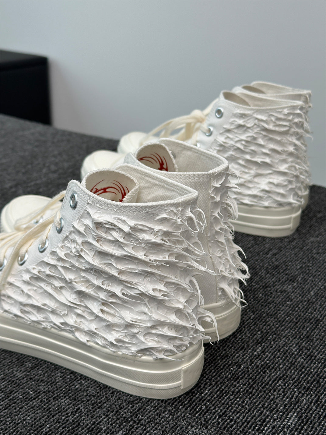 Silicone-Relief Platform High-Top Sneakers - Skipkicks