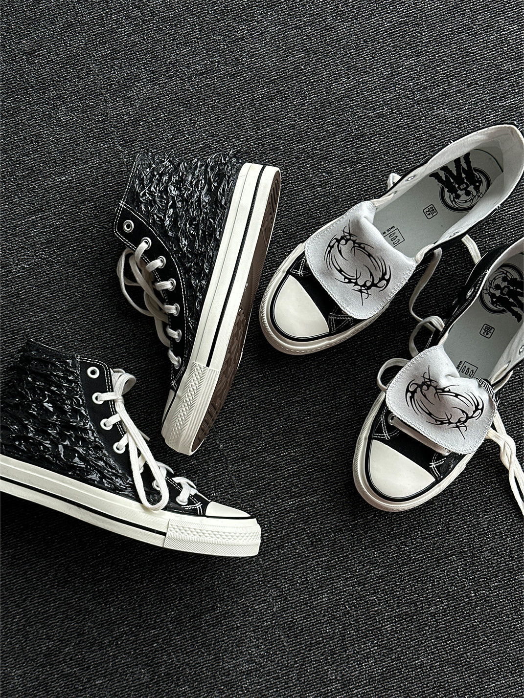 Silicone-Relief Platform High-Top Sneakers - Skipkicks