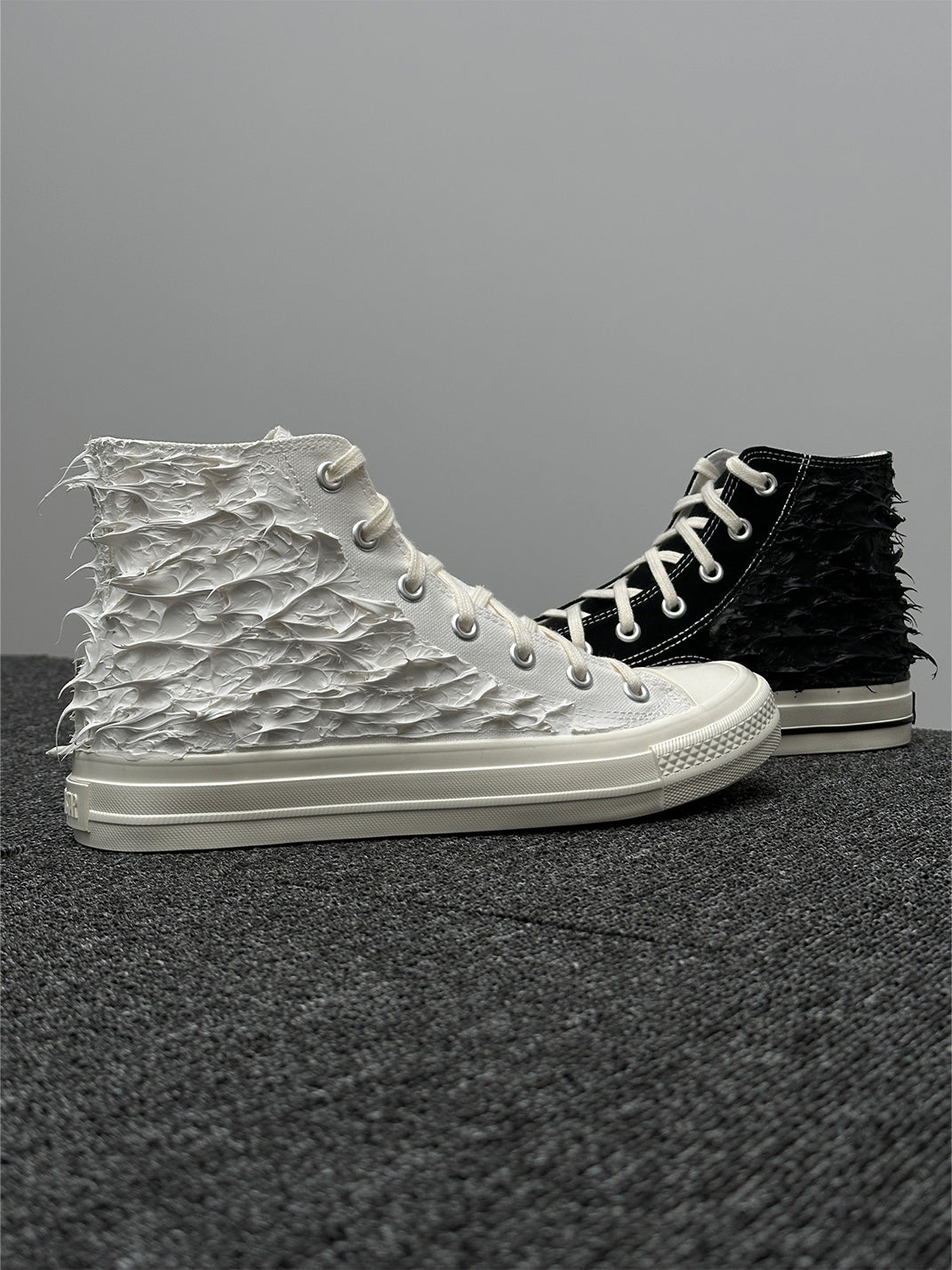 Silicone-Relief Platform High-Top Sneakers - Skipkicks