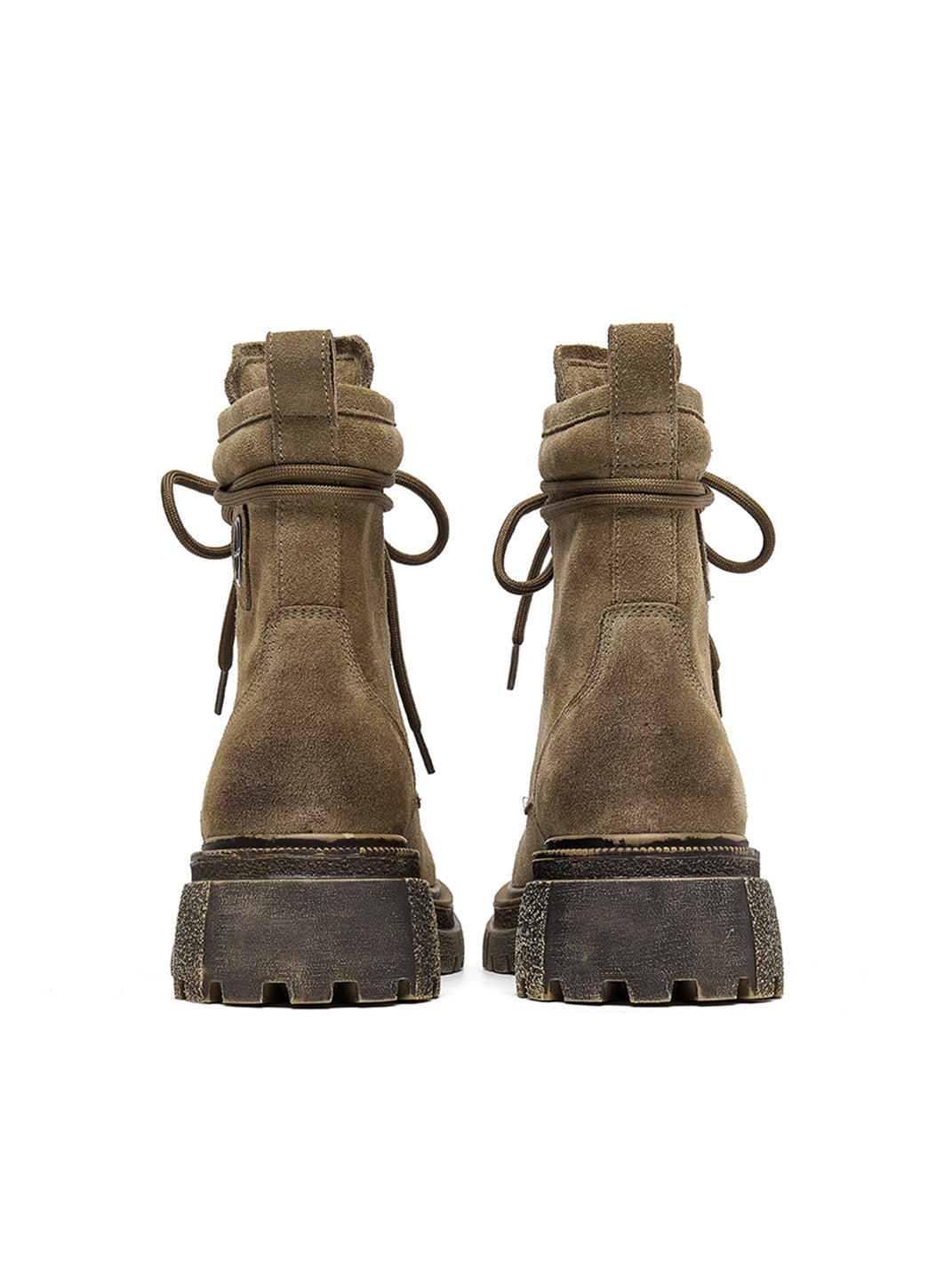 Brown Distressed Platform Combat Boots - Skipkicks