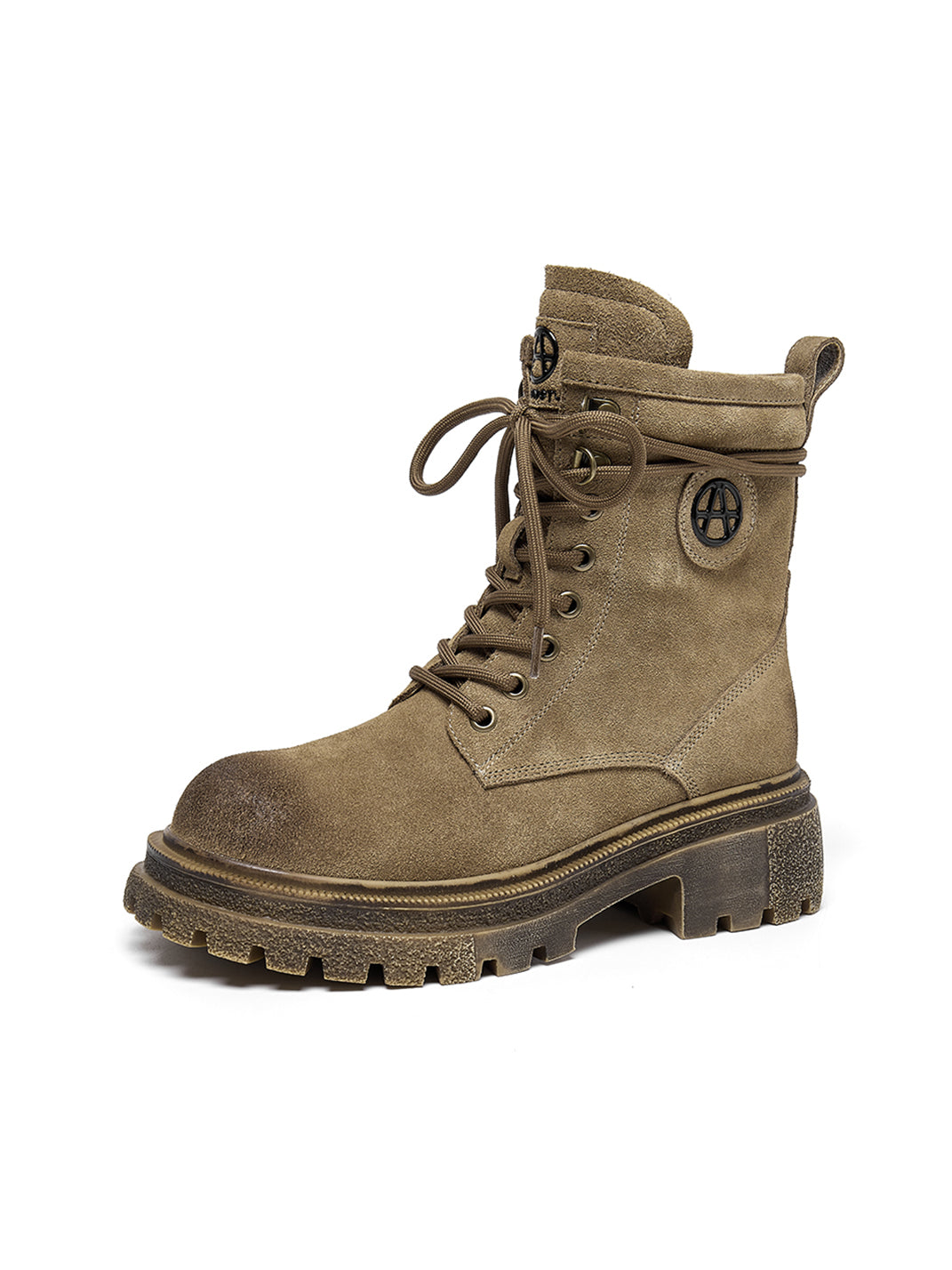 Brown Distressed Platform Combat Boots - Skipkicks