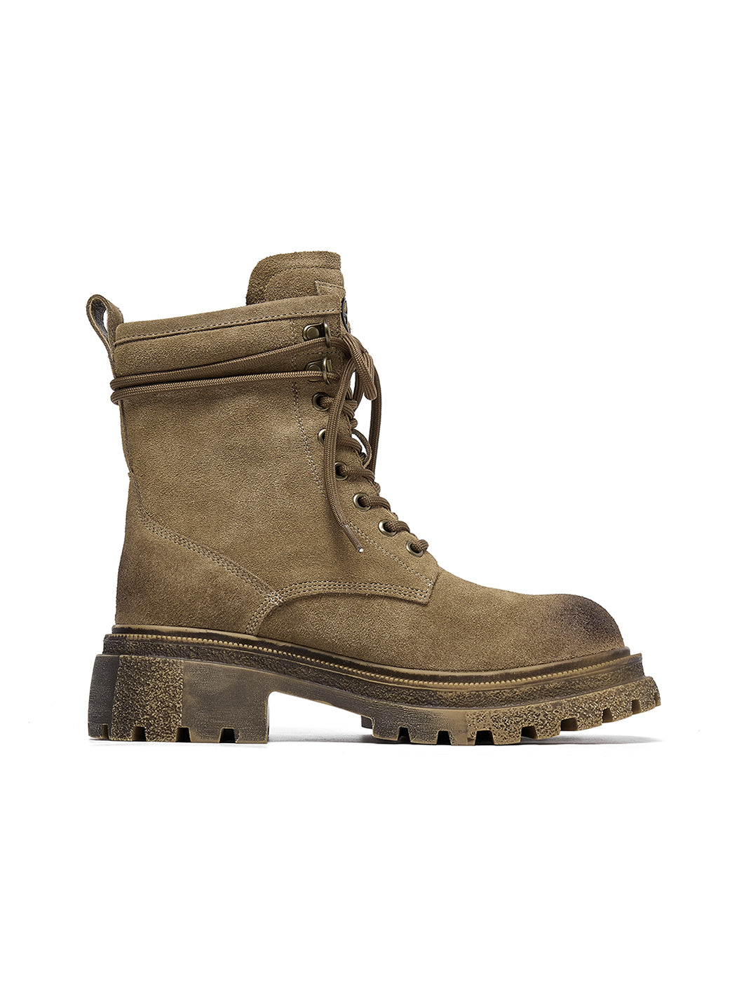 Brown Distressed Platform Combat Boots - Skipkicks